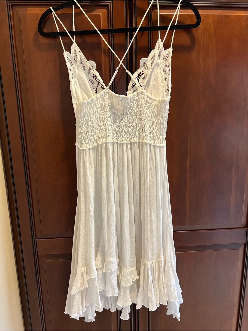 Free People Adella Dress White Lace Babydoll Slip Dress Boho - M - Picture 10 of 10